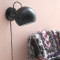 Лампа настенная ball с подвесом, ?18 см, черная матовая, черный шнур